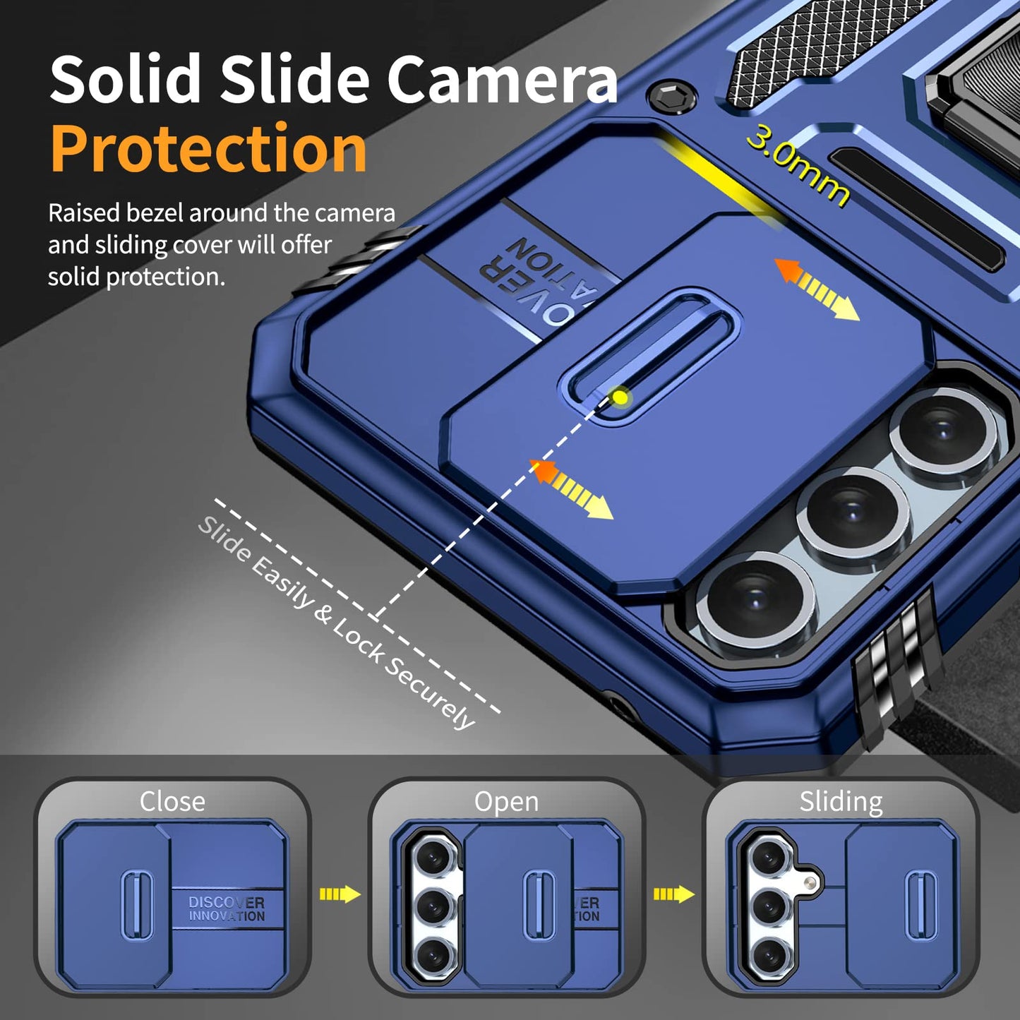 Galaxy M34 5g Armor Military-grade Case With Sliding Camera Cover & 360 Kickstand