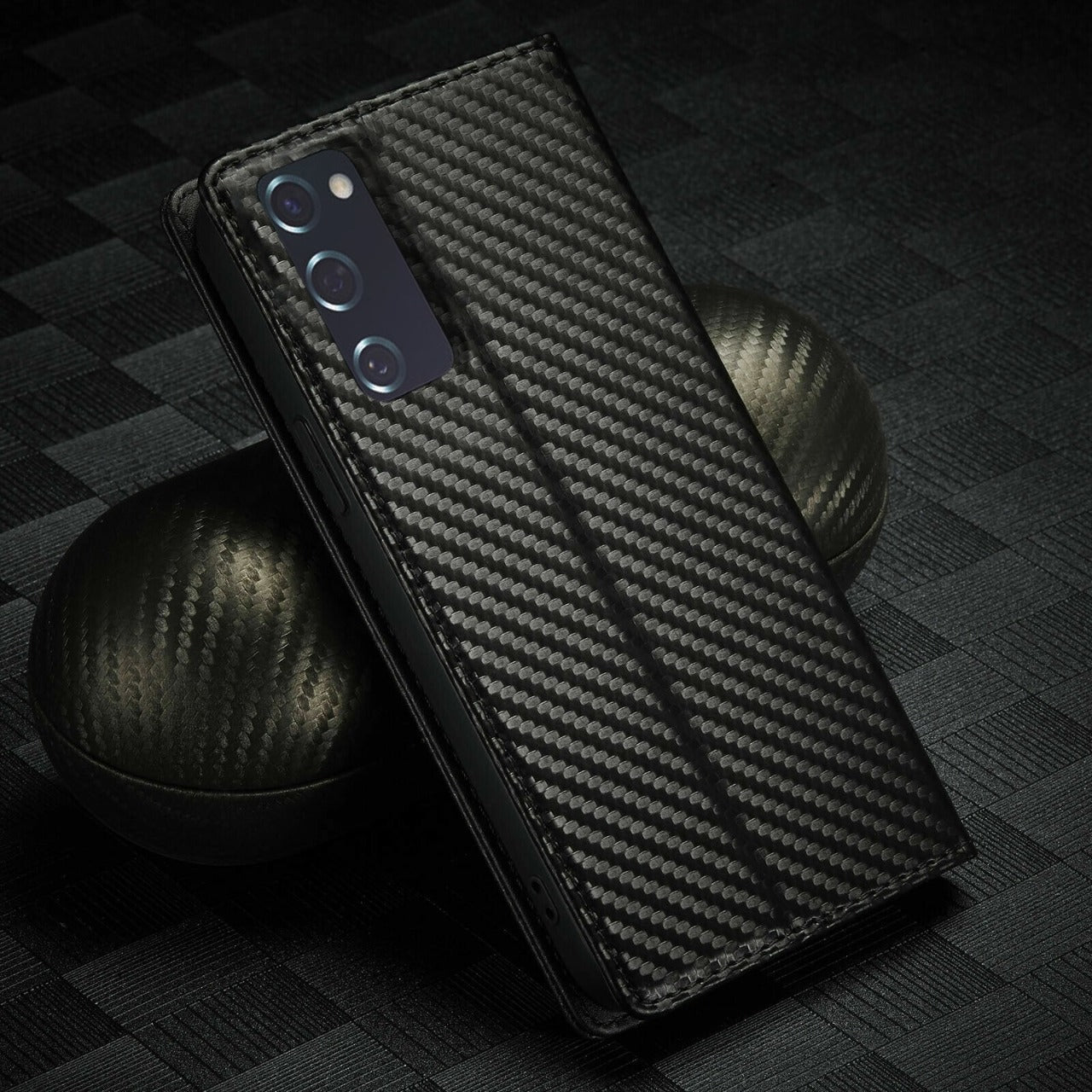 Galaxy S20 FE Retro PU Leather Card Slots Flip Stand Case With Magnetic Closure