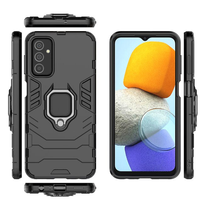 Galaxy F23 Black Panther Metal Bracket Shockproof Protective Back Case