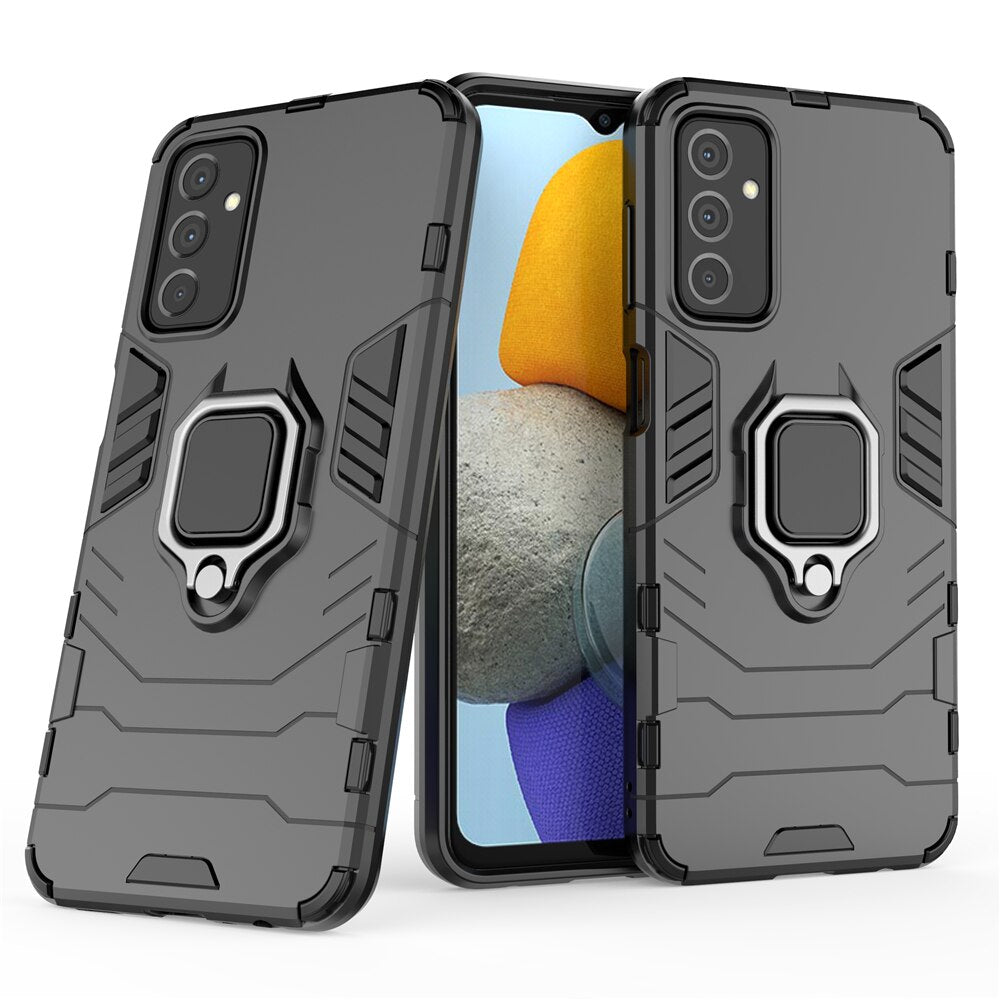 Galaxy F23 Black Panther Metal Bracket Shockproof Protective Back Case