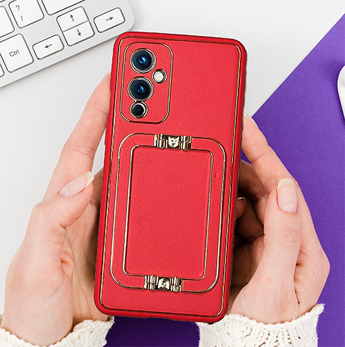 ONEPLUS 9 LUXE DESIGN PU LEATHER BACK CASE WITH BACK STAND