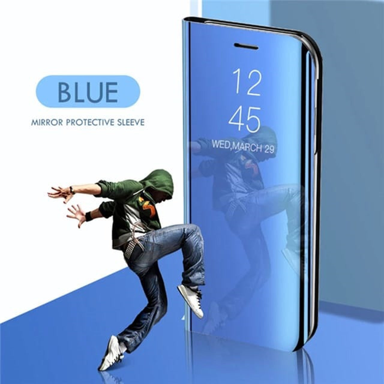 RENO 6 5G SMART AWAKENING MIRROR FOLIO METAL ELECTROPLATED PC FLIP COVER
