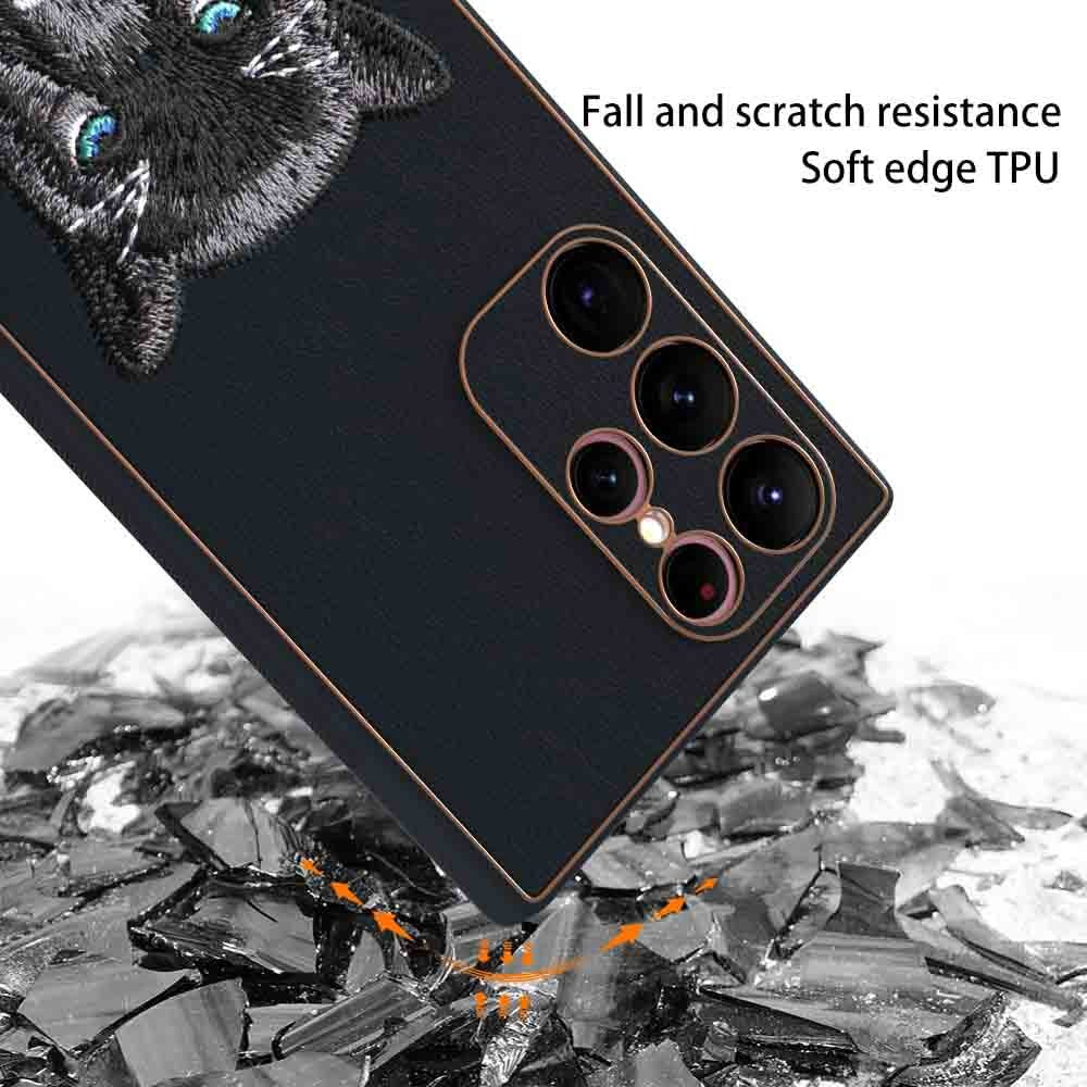 Galaxy S22 Ultra 5G New Luxury Embroidery Soft Leather Back Case Cover