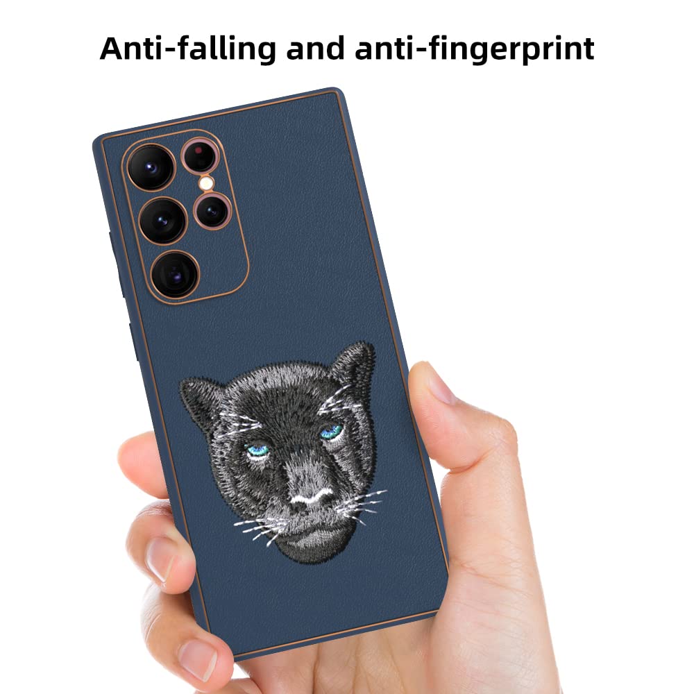 Galaxy S22 Ultra 5G New Luxury Embroidery Soft Leather Back Case Cover