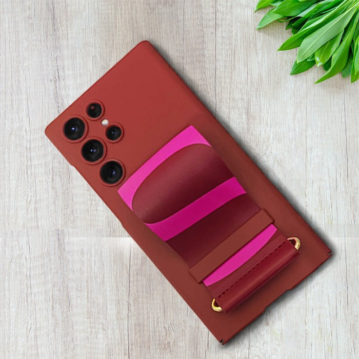 GKK-Galaxy S22 ULTRA Leather Strap Holder Protective Back Case