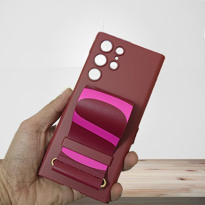 GKK-Galaxy S22 ULTRA Leather Strap Holder Protective Back Case