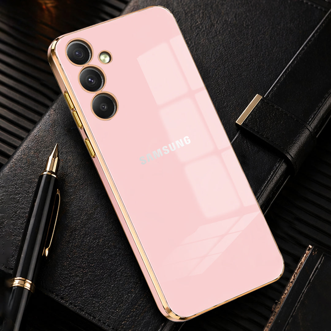 GALAXY A55 5G ULTRA-SHINE GOLD ELECTROPLATED LUXURIOUS  BACK CASE WITH CAMERA PROTECTION