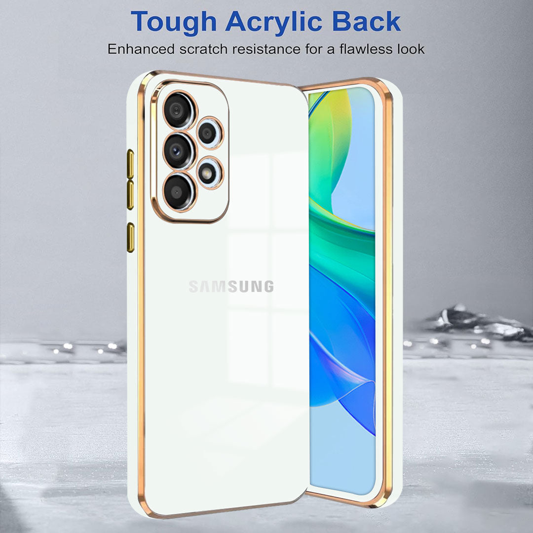 SAMSUNG A23 5G ULTRA-SHINE GOLD ELECTROPLATED LUXURIOUS BACK CASE WITH CAMERA PROTECTION