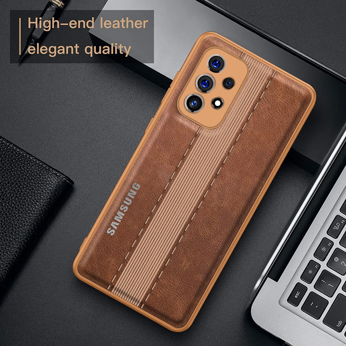 GALAXY A32 VINTAGE LEATHER BACK STITCHED PROTECTIVE BACK CASE