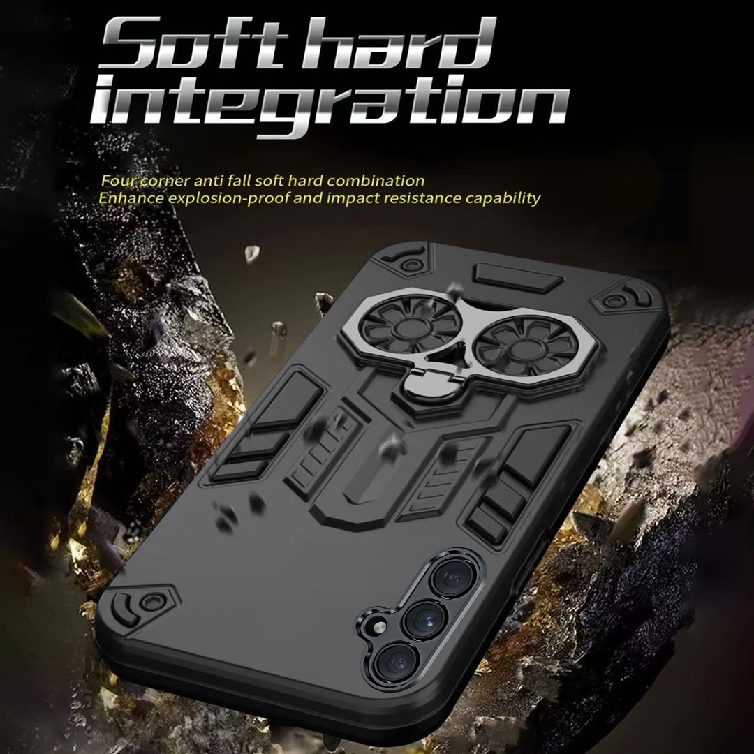 Samsung S23Fe 5G Armor knight Series Camera Protection 2 in 1 Shockproof Phone Cover with Kickstand
