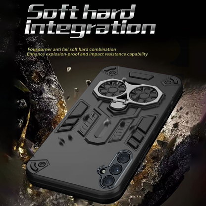 Samsung S23Fe 5G Armor knight Series Camera Protection 2 in 1 Shockproof Phone Cover with Kickstand