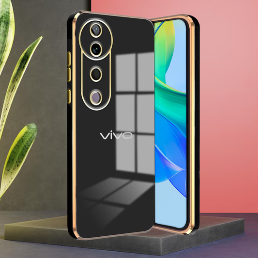 VIVO V40 5G ULTRA-SHINE GOLD ELECTROPLATED LUXURIOUS  BACK CASE WITH CAMERA PROTECTION