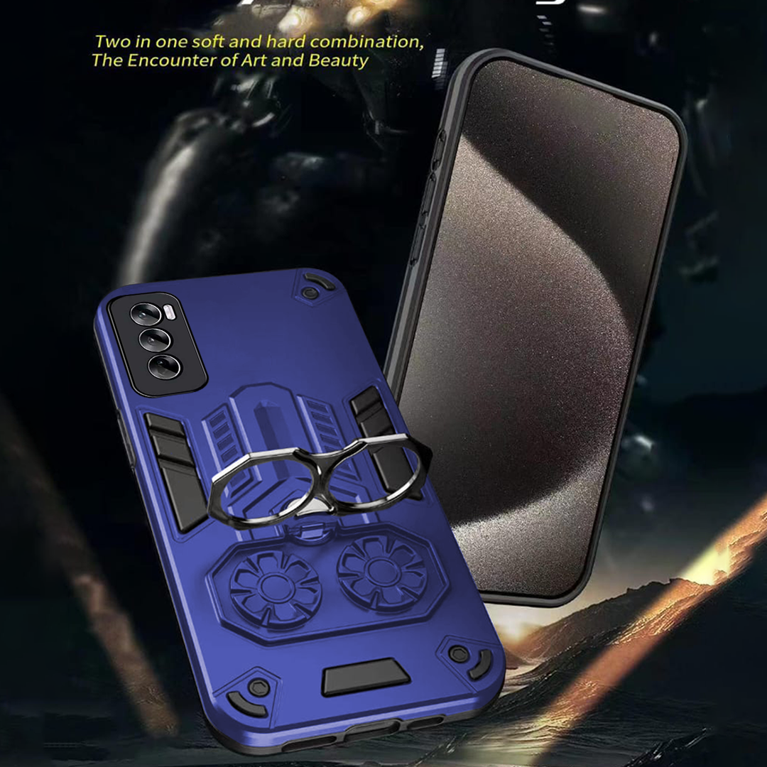 Oppo Reno 12 5G Armor knight Series Camera Protection 2 in 1 Shockproof Phone Cover with Kickstand