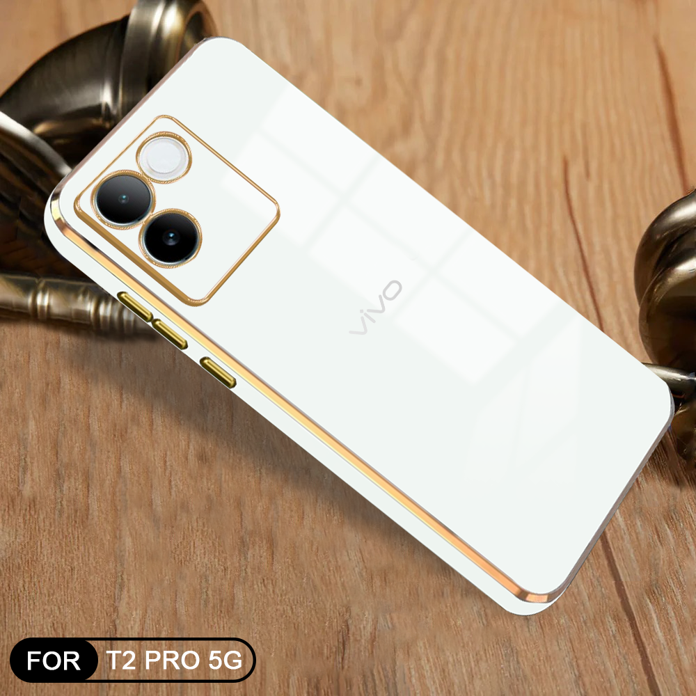 VIVO T2 PRO 5G ULTRA-SHINE GOLD ELECTROPLATED LUXURIOUS  BACK CASE WITH CAMERA PROTECTION