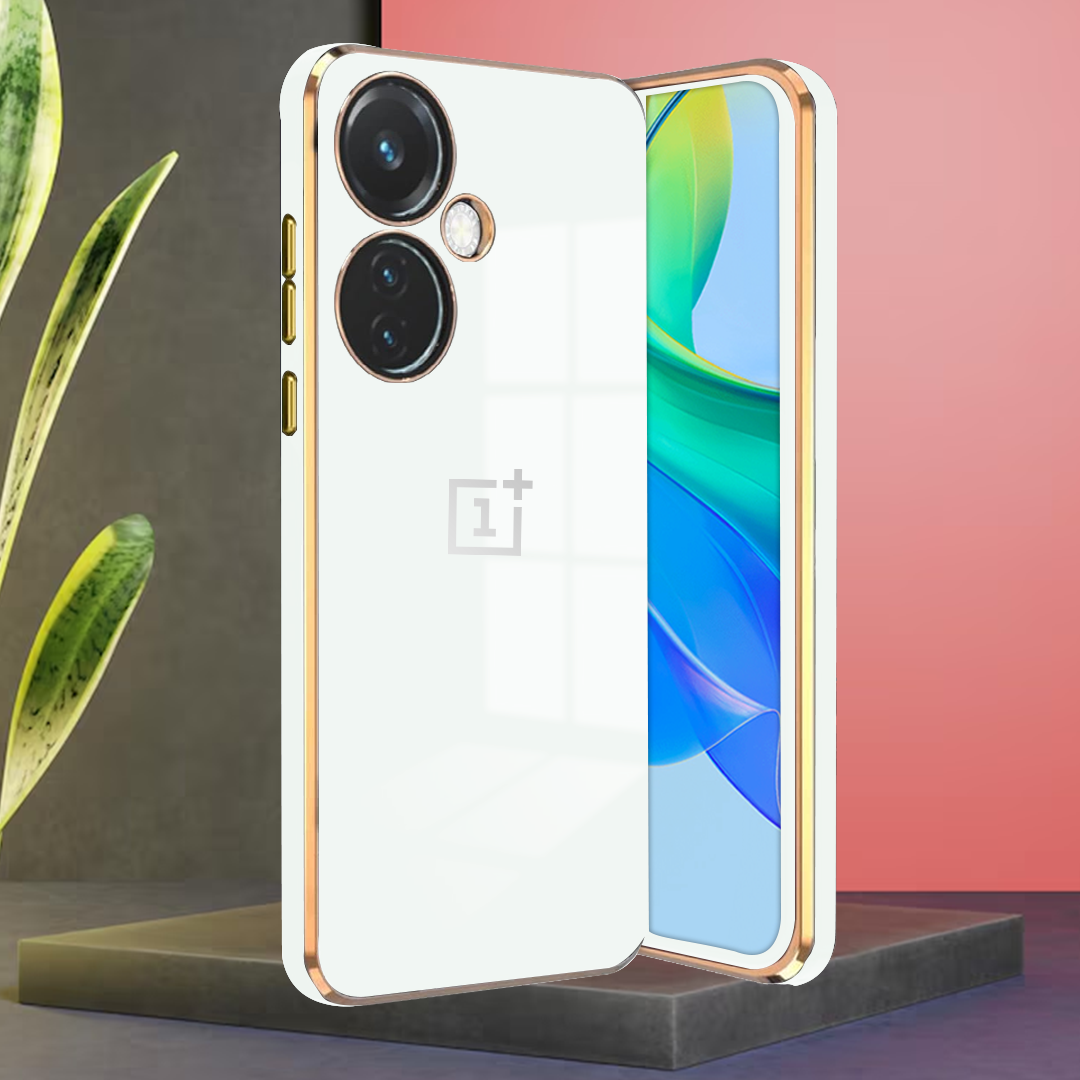 ONEPLUS CE3 LITE 5G ULTRA-SHINE GOLD ELECTROPLATED LUXURIOUS BACK CASE WITH CAMERA PROTECTION
