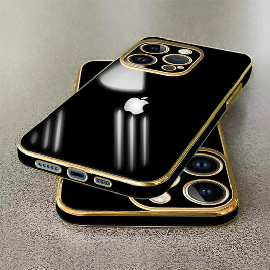 IPHONE 15 PRO ULTRA-SHINE GOLD ELECTROPLATED LUXURIOUS BACK CASE WITH CAMERA PROTECTION