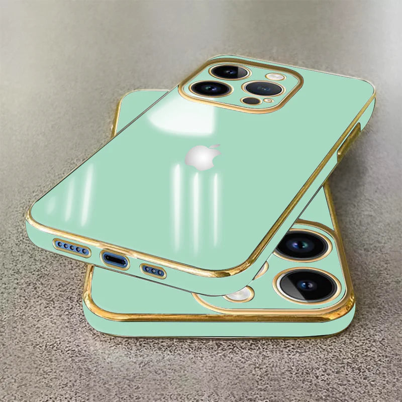 IPHONE 15 PRO ULTRA-SHINE GOLD ELECTROPLATED LUXURIOUS BACK CASE WITH CAMERA PROTECTION
