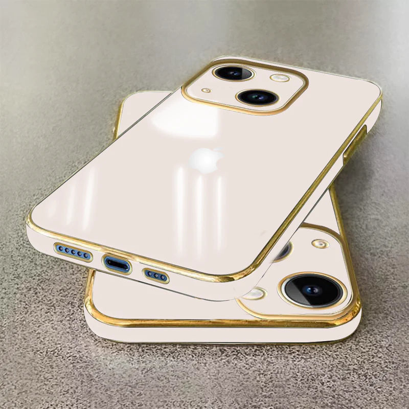 IPHONE 15 ULTRA-SHINE GOLD ELECTROPLATED LUXURIOUS BACK CASE WITH CAMERA PROTECTION