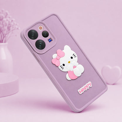 VIVO V70  Cute 3D Kitty Soft Silicone Shockproof Protective Back Cover with Camera Protection