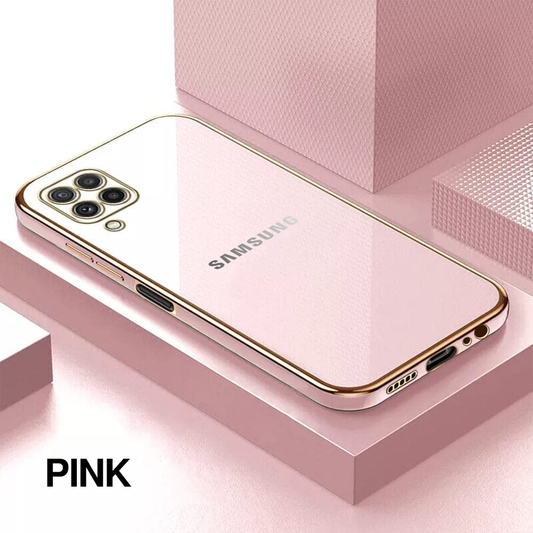 GALAXY F62 ULTRA-SHINE GOLD ELECTROPLATED LUXURIOUS  BACK CASE WITH CAMERA PROTECTION