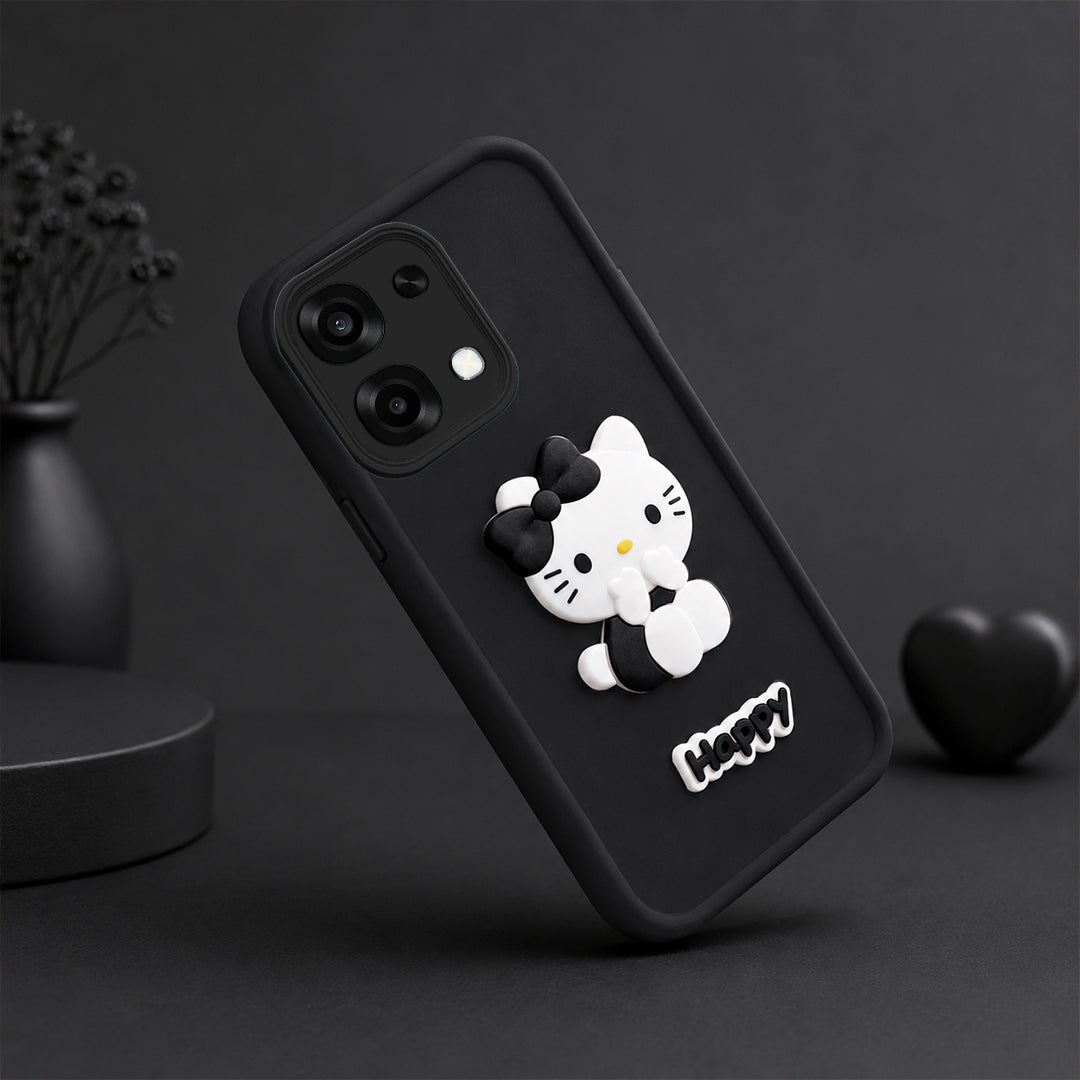 OPPO F33  Cute 3D Kitty Soft Silicone Shockproof Protective Back Cover with Camera Protection