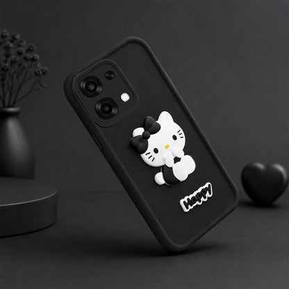 OPPO F33  Cute 3D Kitty Soft Silicone Shockproof Protective Back Cover with Camera Protection