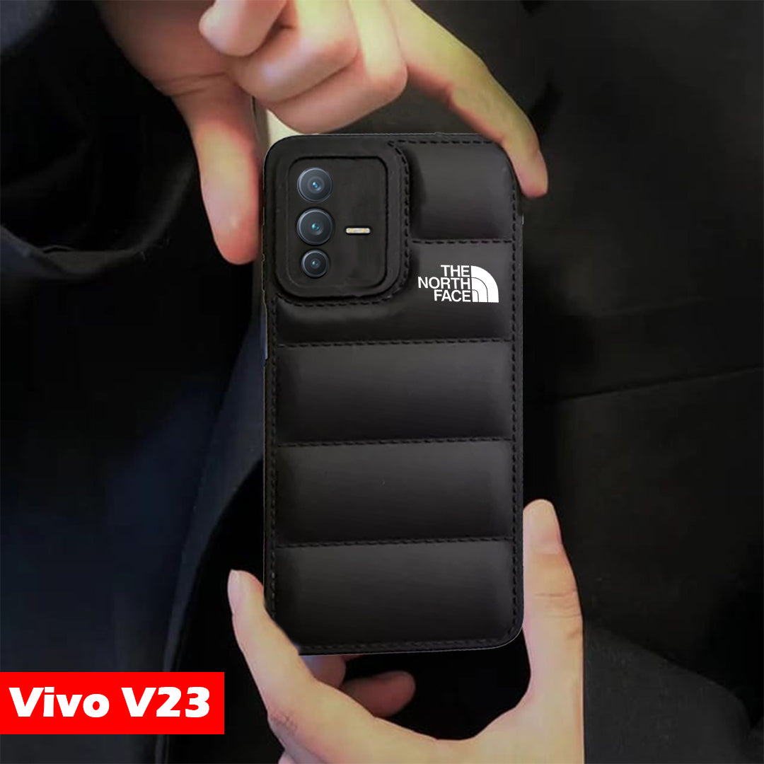 The North Face Puffer Edition Black Bumper Back Case For VIVO V23 5G