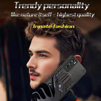 Oppo Reno 12 5G Armor knight Series Camera Protection 2 in 1 Shockproof Phone Cover with Kickstand