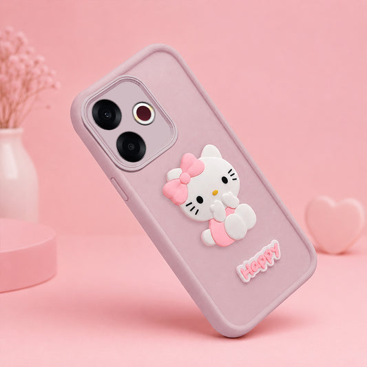 OPPO F33 PRO  Cute 3D Kitty Soft Silicone Shockproof Protective Back Cover with Camera Protection