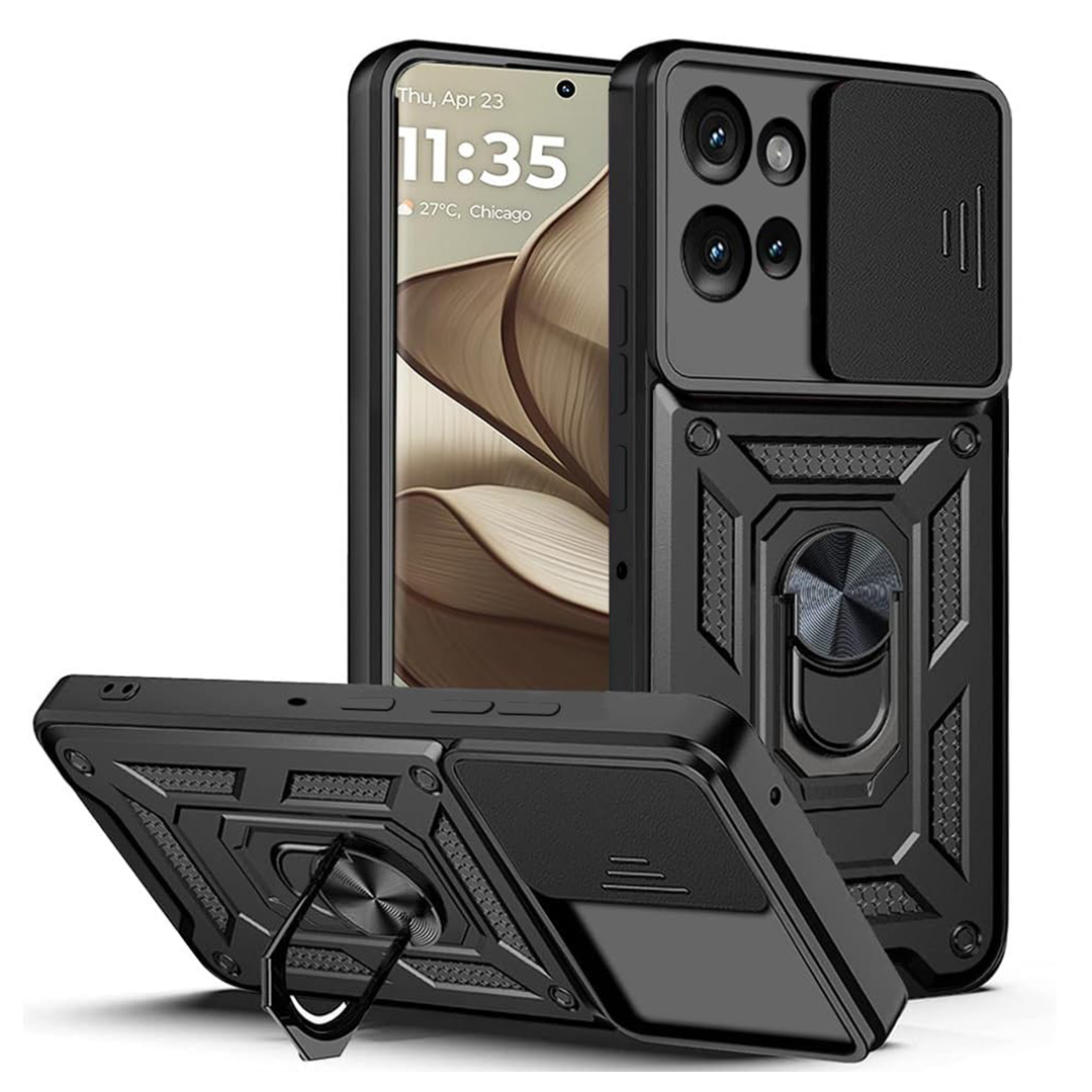 MOTOROLA EDGE 50 NEO 5G ARMOR MILITARY-GRADE CASE WITH SLIDING CAMERA COVER & 360 KICKSTAND