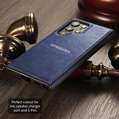 SAMSUNG Galaxy S24 ULTRA 5G Drop Protection | Raised Camera Edges Protective Back Leather Case