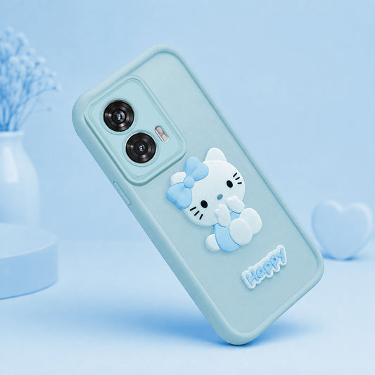 MOTOROLA EDGE 50 FUSION Cute 3D Kitty Soft Silicone Shockproof Protective Back Cover with Camera Protection