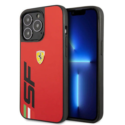 IPHONE 14/14 PRO/14 PRO MAX - LEATHER CASE PRINTED BIG SF LOGO - FERRARI