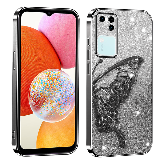 VIVO V30 Cute 3D Butterfly Case Slim Plating Glitter Bling Luxury Cover