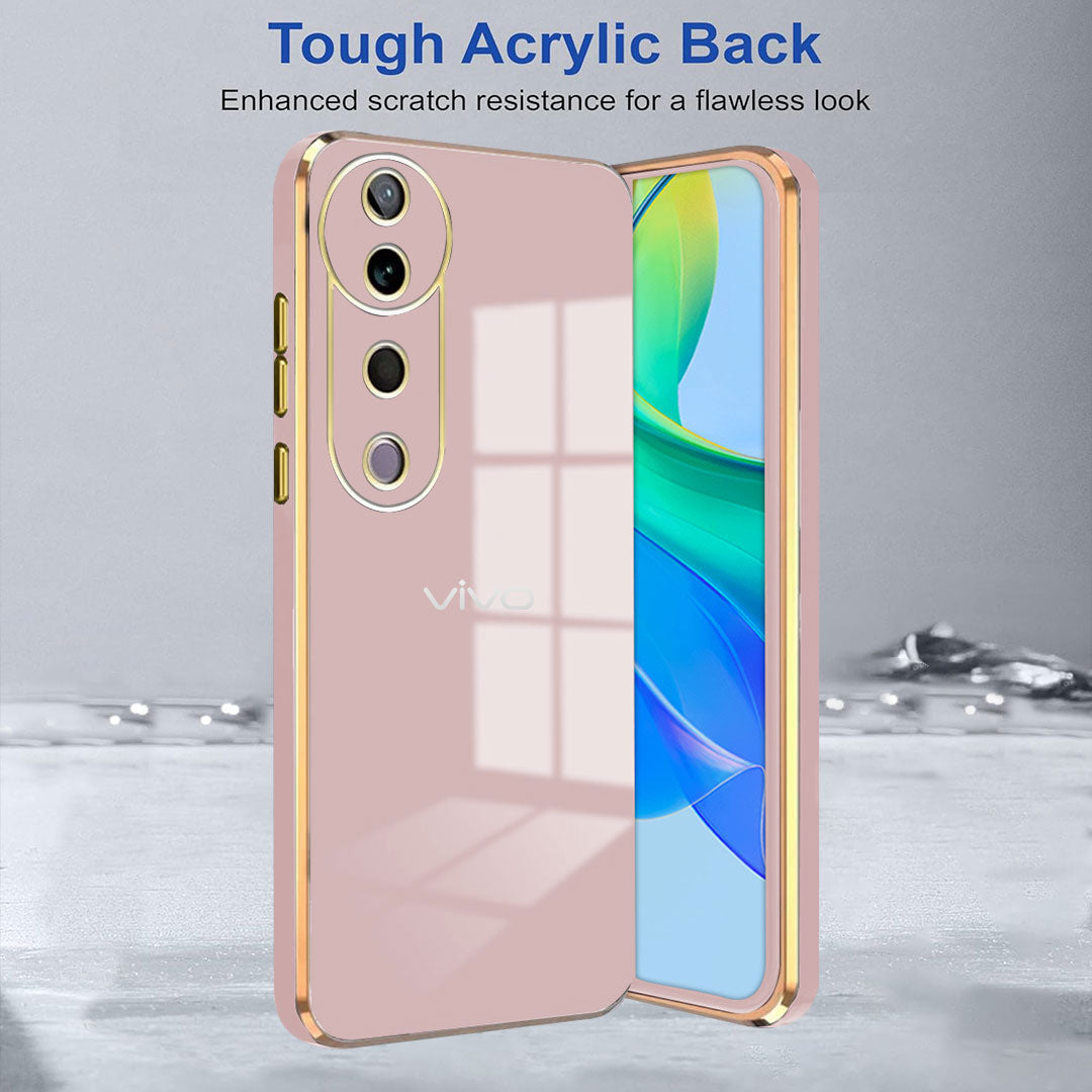VIVO V40 5G ULTRA-SHINE GOLD ELECTROPLATED LUXURIOUS  BACK CASE WITH CAMERA PROTECTION