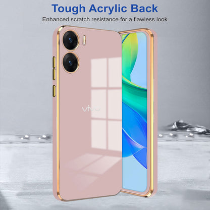 VIVO V29E 5G ULTRA-SHINE GOLD ELECTROPLATED LUXURIOUS BACK CASE WITH CAMERA PROTECTION