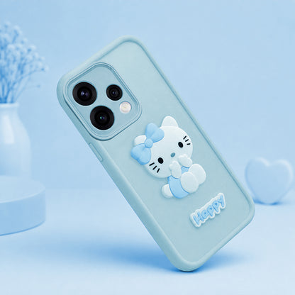 OPPO RENO 15  Cute 3D Kitty Soft Silicone Shockproof Protective Back Cover with Camera Protection