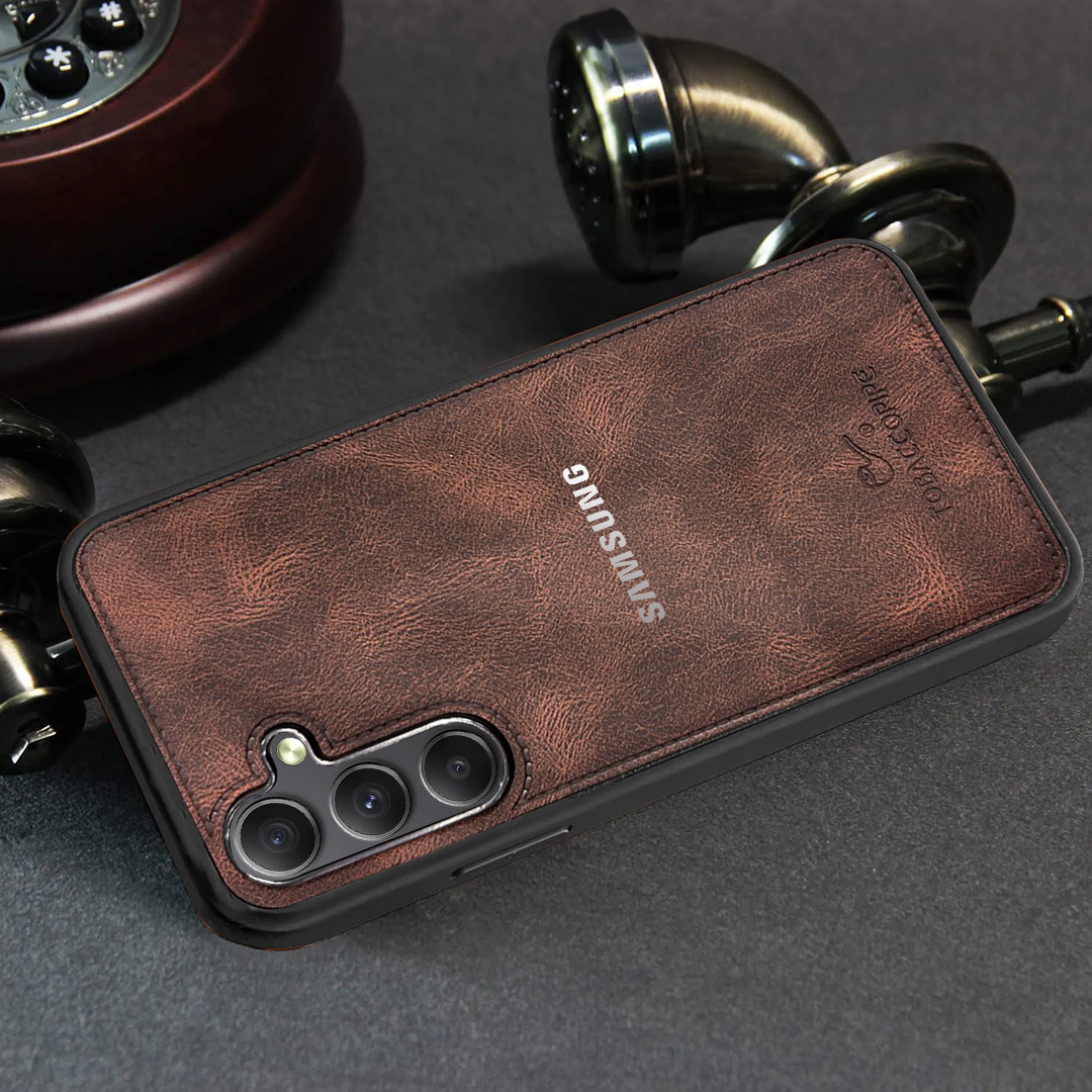 SAMSUNG A35 5G TABACCO PIPES  LEATHER PROTECTIVE BACK CASE