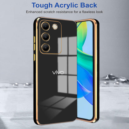 VIVO Y200 5G ULTRA-SHINE GOLD ELECTROPLATED LUXURIOUS  BACK CASE WITH CAMERA PROTECTION