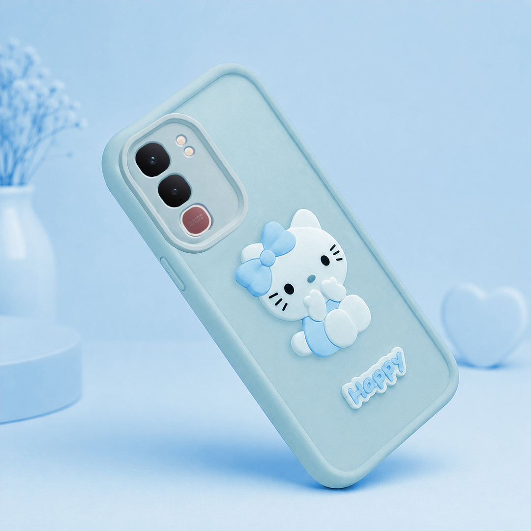 VIVO T4X  Cute 3D Kitty Soft Silicone Shockproof Protective Back Cover with Camera Protection