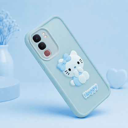 VIVO T4X  Cute 3D Kitty Soft Silicone Shockproof Protective Back Cover with Camera Protection