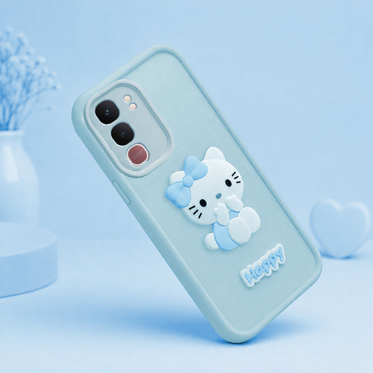 VIVO T4X  Cute 3D Kitty Soft Silicone Shockproof Protective Back Cover with Camera Protection