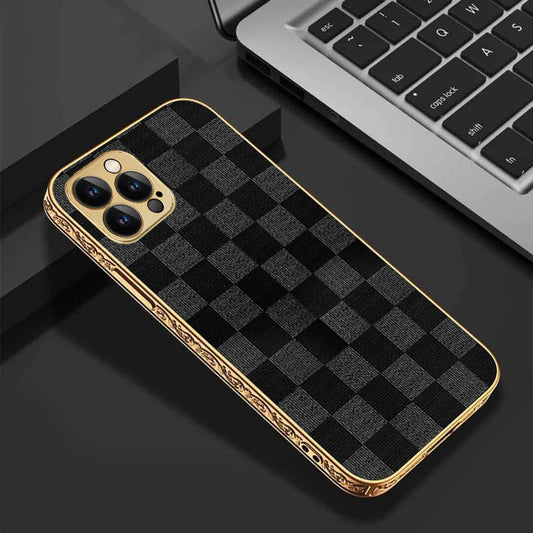 iPhone-12 pro max OLD Checkered Pattern Shielding Back Case/Cover