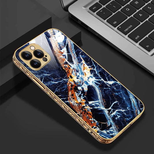 iPhone-12 pro max Cluster Pattern Protective Glass Back Cover/Case