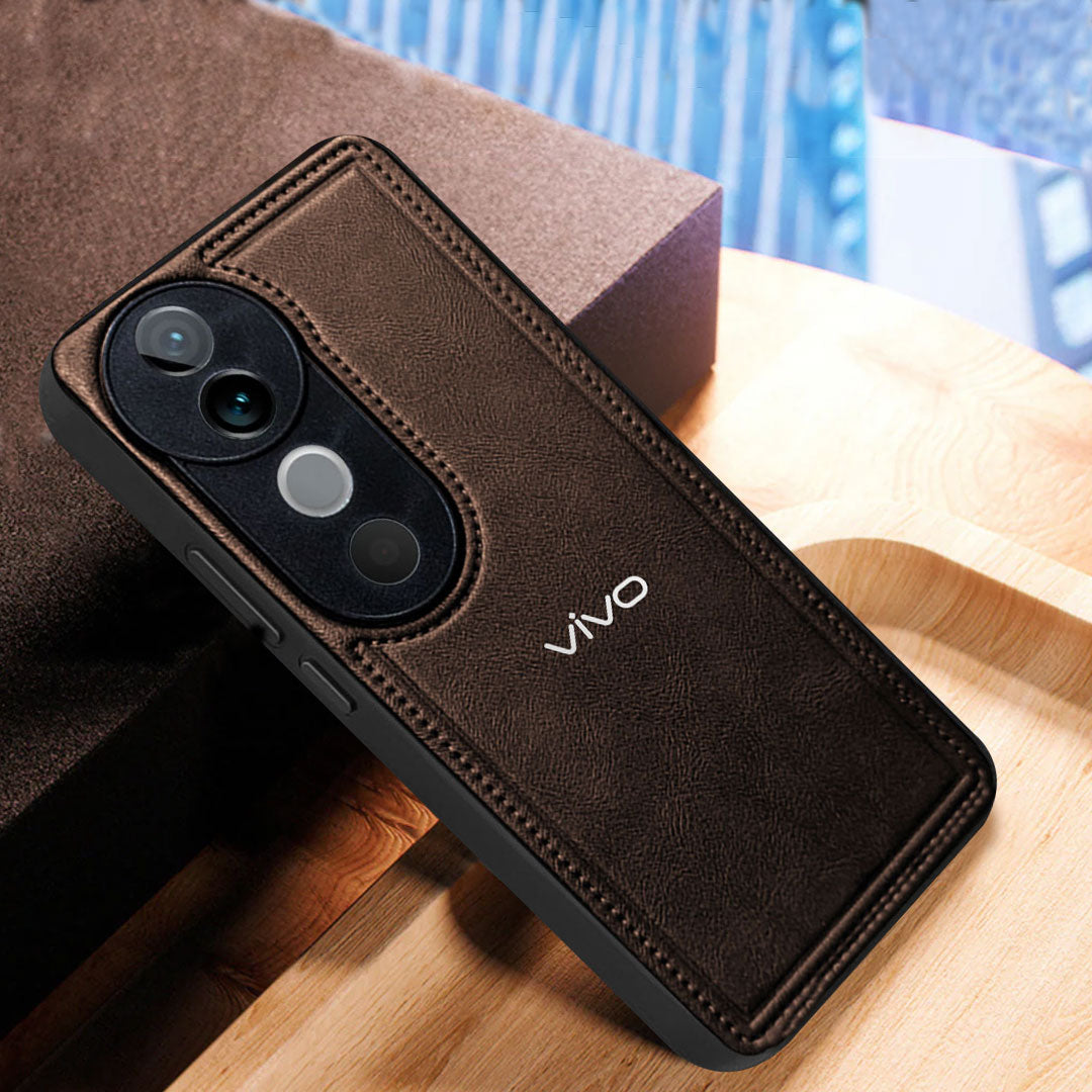 VIVO V40 5G Vintage Leather Stitched Protective Back Case