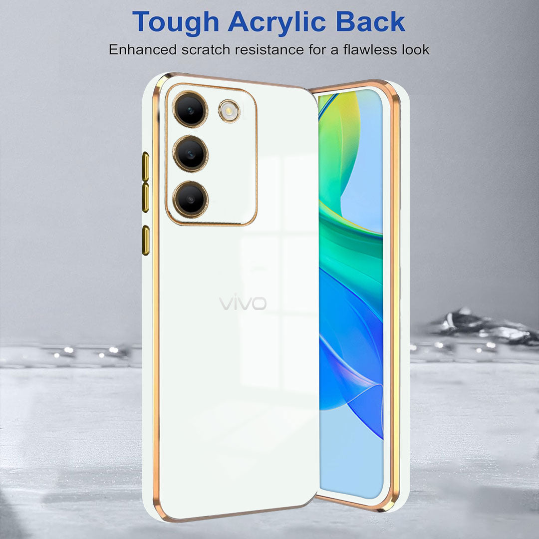 VIVO Y200 5G ULTRA-SHINE GOLD ELECTROPLATED LUXURIOUS  BACK CASE WITH CAMERA PROTECTION