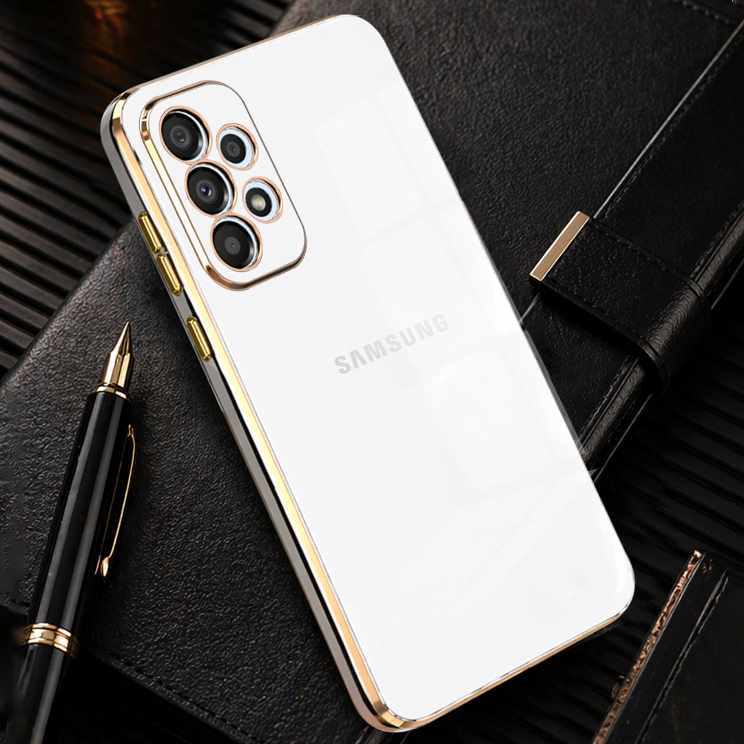 SAMSUNG A73 5G ULTRA-SHINE GOLD ELECTROPLATED LUXURIOUS BACK CASE WITH CAMERA PROTECTION