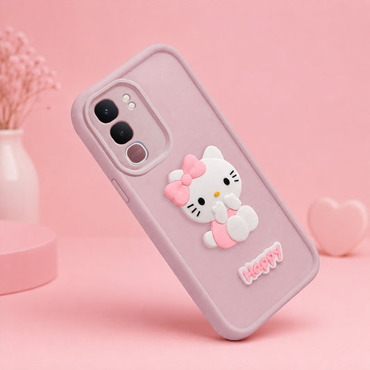 VIVO T4X  Cute 3D Kitty Soft Silicone Shockproof Protective Back Cover with Camera Protection