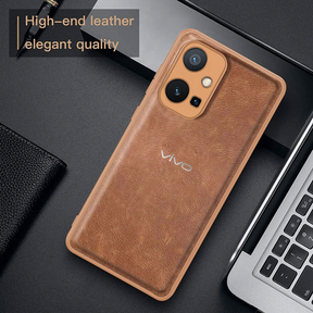 VIVO Y75  5G VINTAGE PU LEATHER PROTECTIVE BACK CASE