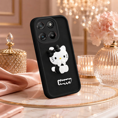MOTOROLA EDGE 70 FUSION Cute 3D Kitty Soft Silicone Shockproof Protective Back Cover with Camera Protection